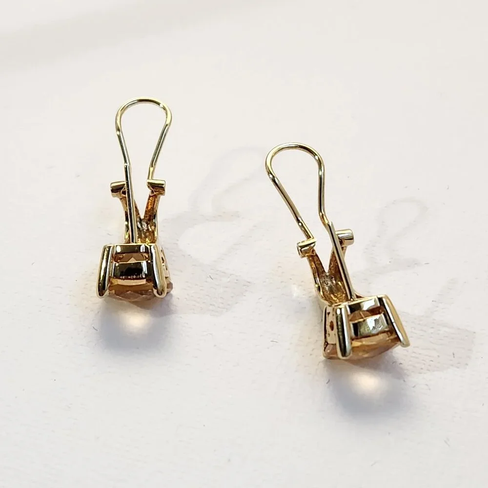 HOLD/Rosie 5.22g 14K Gold Natural Citrine Diamond Omega Back Earrings - Picture 14 of 16